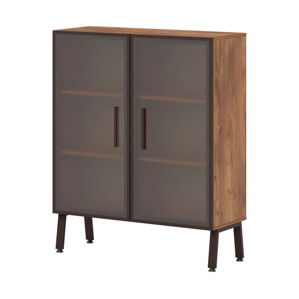 Стеллаж, 6 полок с 2 стеклянными дверьми Т-604. Фото 1