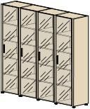 Стеллаж с дверями в алюминиевой рамке, стекло графит