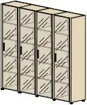 Стеллаж с дверями в алюминиевой рамке, стекло графит СФ-ТВТ-445510.4. Фото 1