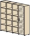 Стеллаж с дверями в алюминиевой рамке, стекло графит