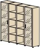 Стеллаж с дверями в алюминиевой рамке, стекло графит