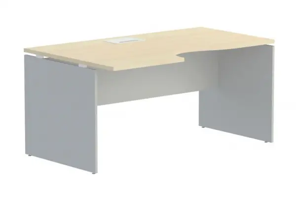 Стол эргономичный на ДСП опорах левый с лючком 108. Фото 1