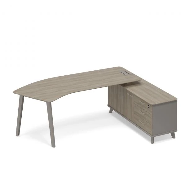 Стoл эргономичный правый на тумбе (тип 5) ТМ М1 128 МП ВЛ ВЛ. Фото 1