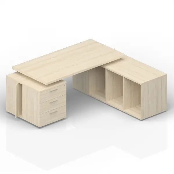 Стол на опорной тумбе 3 ящика и опорной сервисной тумбе (правый) S9NR180T3TSD. Фото 1