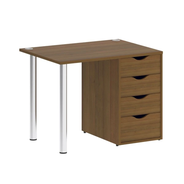 Стол письменный с тумбой (4 ящика, опоры хром) VR.SP-3-98.4. Фото 1