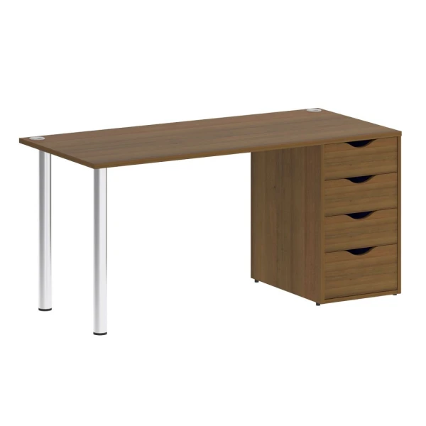 Стол письменный с тумбой (4 ящика, опоры хром) VR.SP-3-158.4. Фото 1