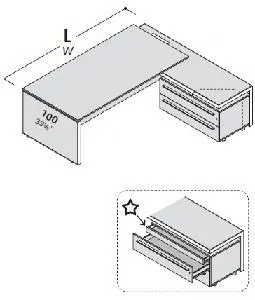 Стол правый  с приставной тумбой 118961. Фото 1