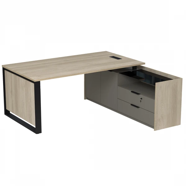 Стол рабочий с лючком, на опорной двусоставной тумбе 15СОЛД.1609. Фото 1