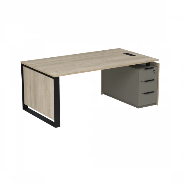 Стол рабочий с лючком, на опорной угловой тумбе 15СОЛУ.1810. Фото 1