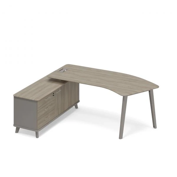 Стoл руководителя эргономичный левый (тип 5) с тумбой опорной ТМ М1 125 МП ВЛ ВЛ. Фото 1