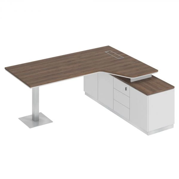 Стол руководителя эргономичный на опорной тумбе правый СИ 116. Фото 1