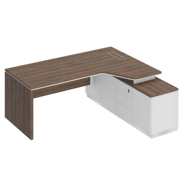 Стол руководителя эргономичный на опорной тумбе правый СИ 118. Фото 1