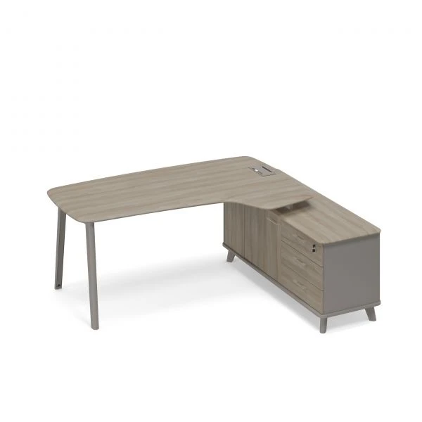 Стoл руководителя правый (тип 4) эргономичный с тумбой ТМ М1 122 МП ВЛ ВЛ. Фото 1