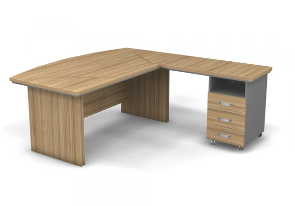 Стол руководителя угловой с тумбой, правый 7#75515. Фото 1