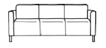 Трехместный диван Трехместный диван (без опор). Фото 1