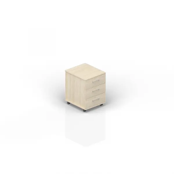 Тумба мобильная (3 ящика, стандартные колёсные опоры, ручки - алюминий) OMP3B. Фото 1