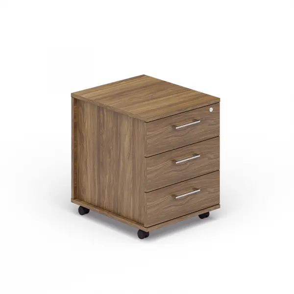 Тумба мобильная (3 ящика, усиленные колёсные опоры, ручки - хром) EMP3S. Фото 1