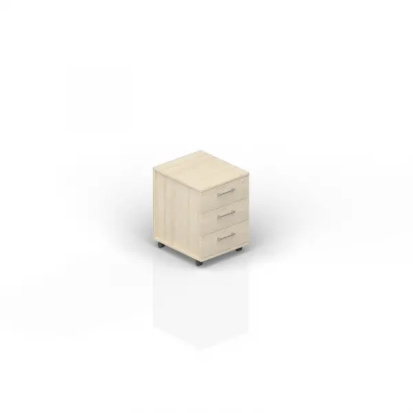 Тумба мобильная (3 ящика, усиленные колёсные опоры, ручки - хром) EMP3S. Фото 1