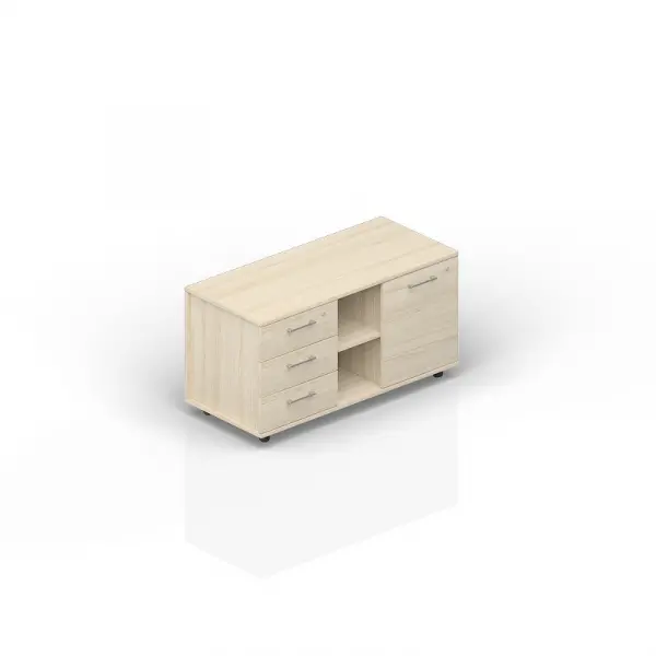 Тумба мобильная сервисная (3 секции, усиленные колёсные опоры, ручки - хром) EMU1253SD. Фото 1