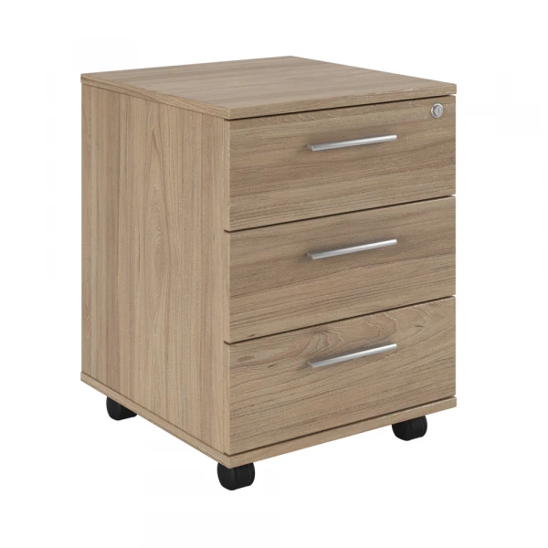 Тумба подкатная с 3 ящиками, древесный AST33930302. Фото 1