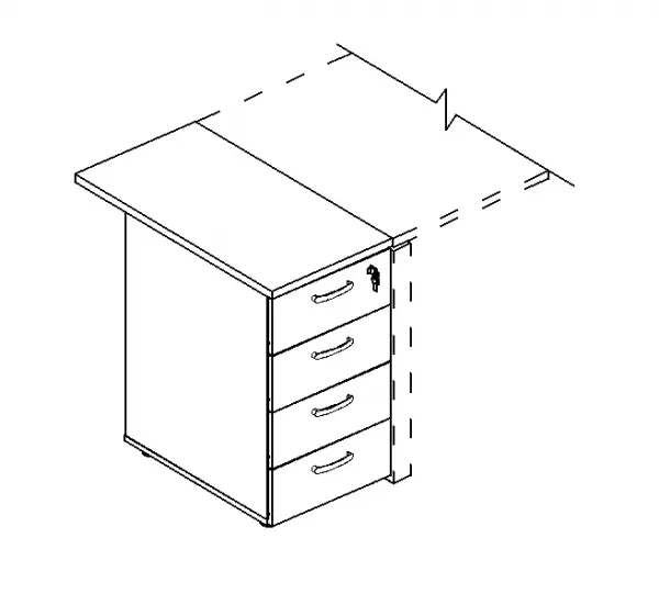 Тумба приставная 4-х ящичная с замком А4 9222 БП. Фото 1